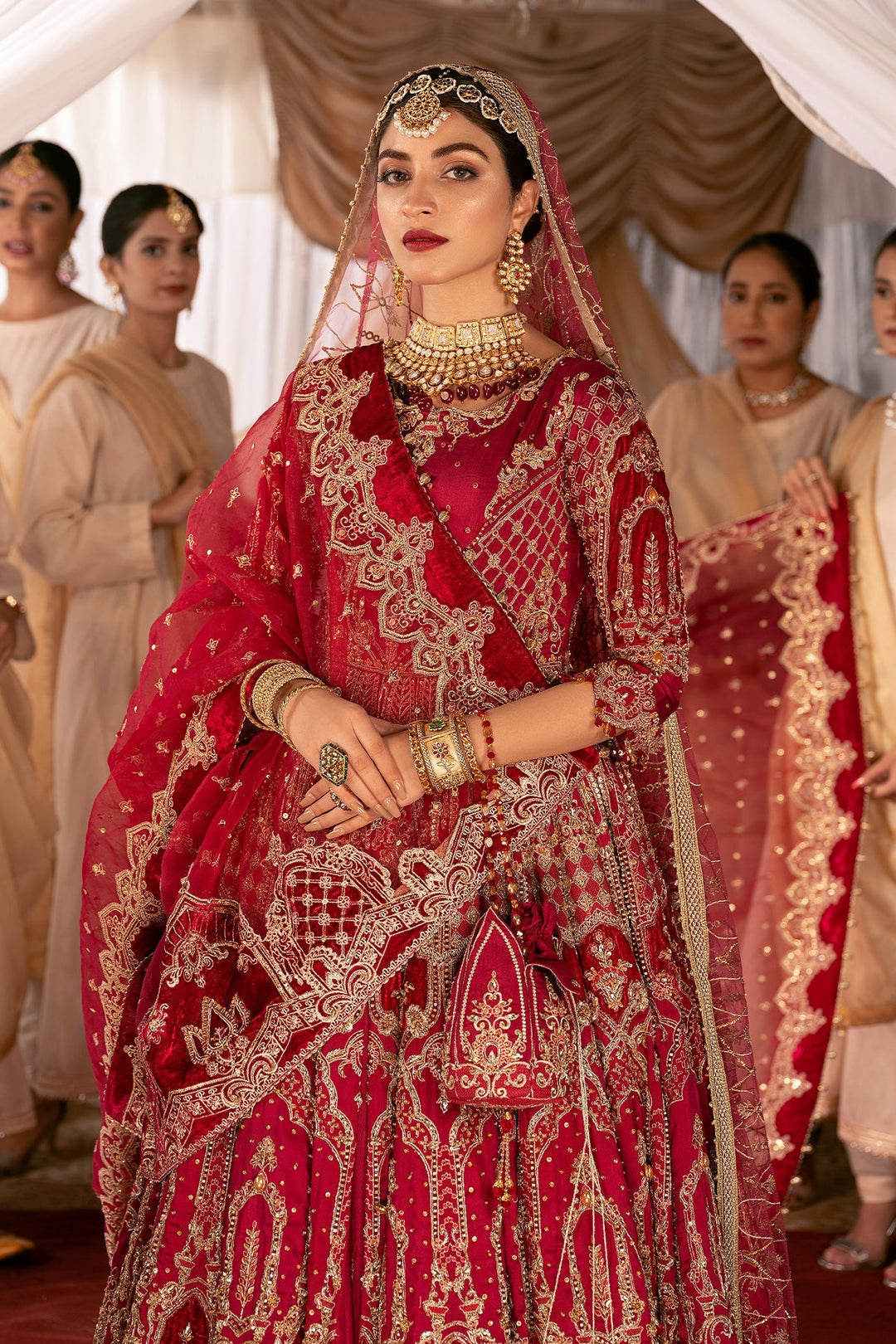 Fuchsia Red Pakistani Bridal Dress & Bridal Lehenga