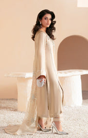 Ethereal Beige Gold Pakistani Party Dress for Elegance