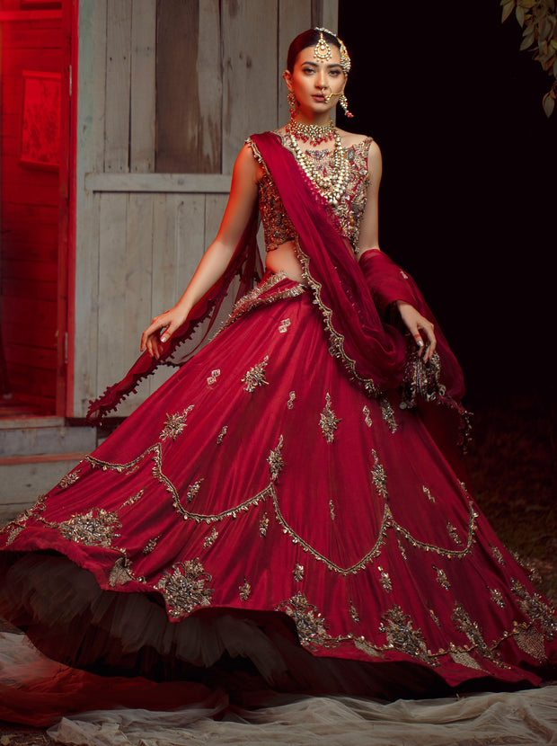 Exquisite Pakistani Designer Bridal Dress in Raw Silk