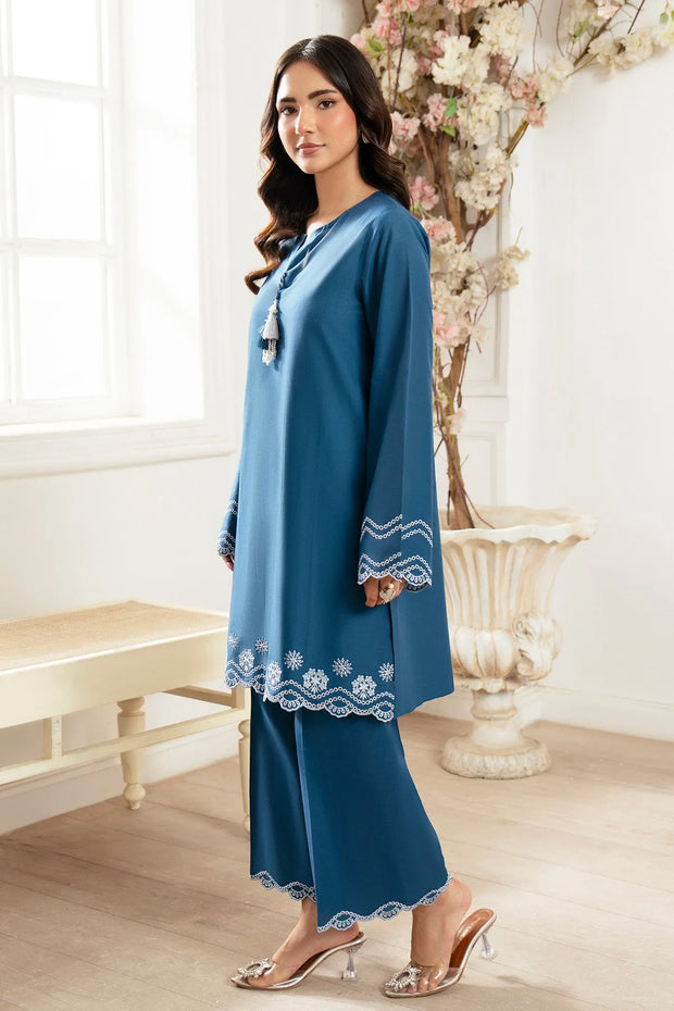 Embroidered Cotton Shirt And Trouser Set 6E61