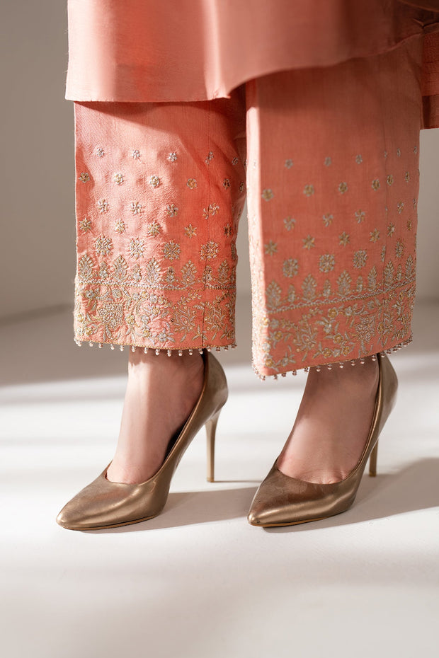 Silk Frock with Embroidered Neckline