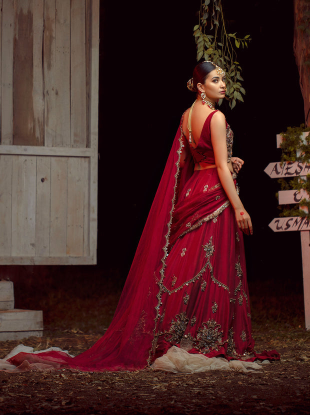 Exquisite Pakistani Designer Bridal Dress in Raw Silk