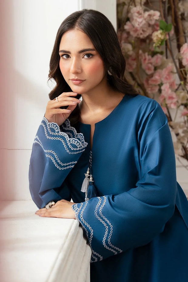 Embroidered Cotton Shirt And Trouser Set 6E61