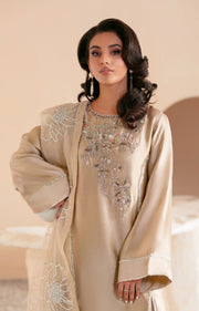 Ethereal Beige Gold Pakistani Party Dress for Elegance