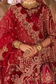 Fuchsia Red Pakistani Bridal Dress with Intricate Embroidery