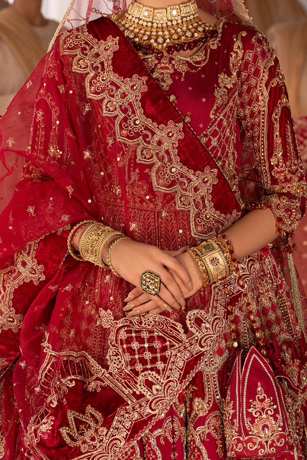Fuchsia Red Pakistani Bridal Dress with Intricate Embroidery