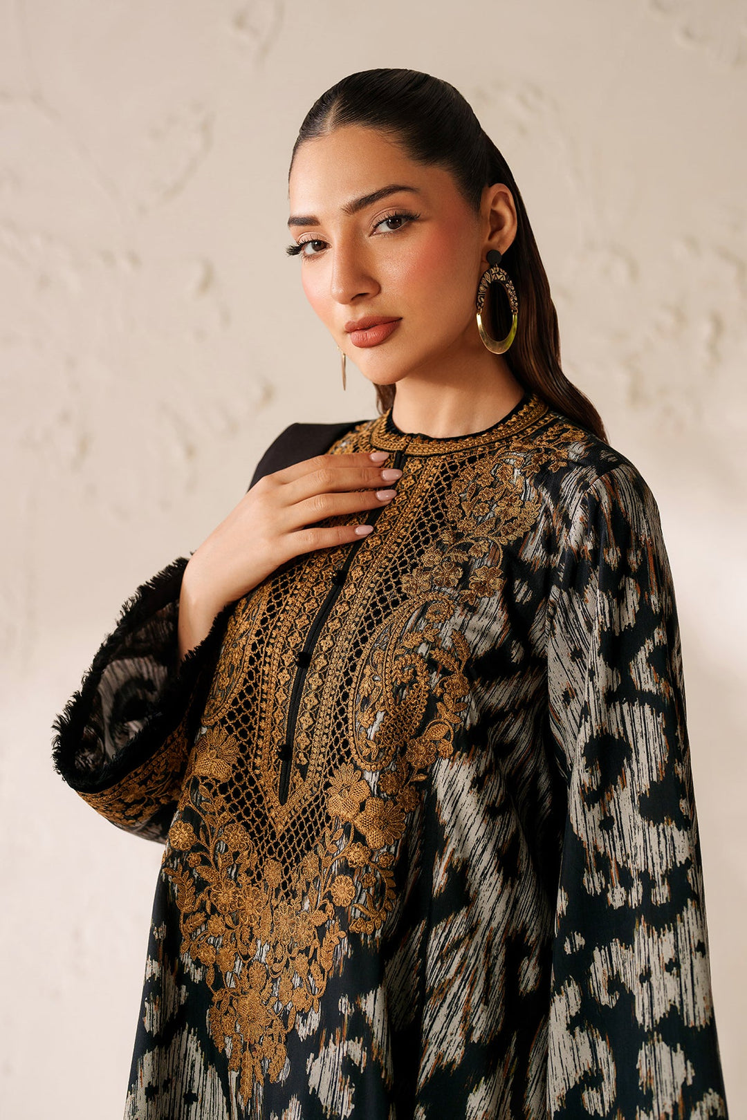 Embroidered Silk Shirt and Trouser Set