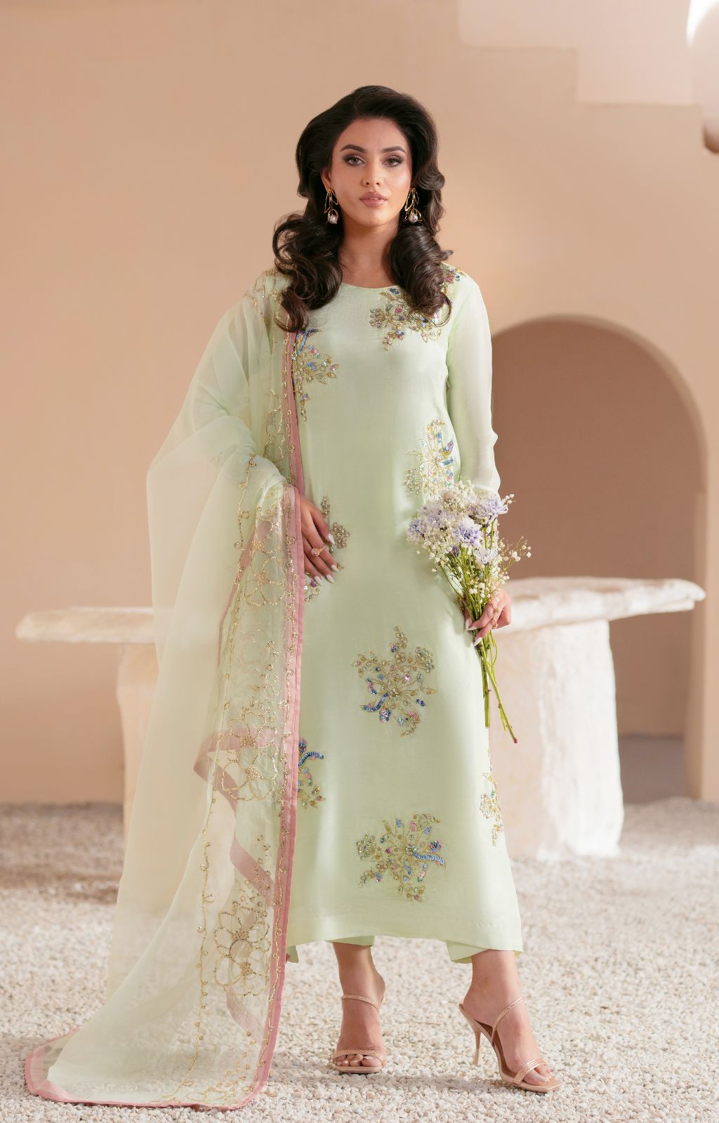 mint green dress pakistani Mint Green Pakistani Dress in Kameez Trouser Style