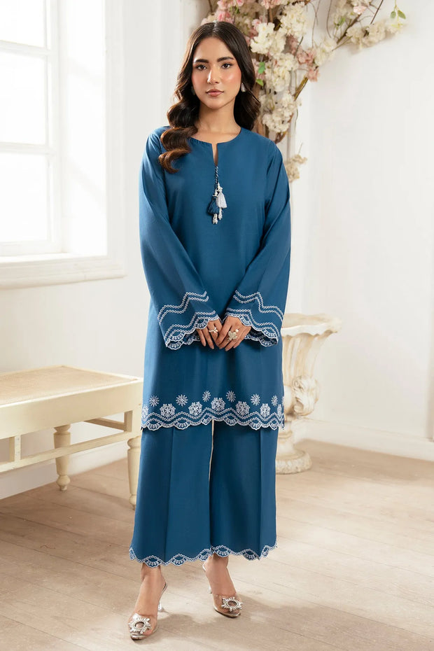 Embroidered Cotton Shirt And Trouser Set 6E61