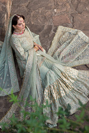 Pistachio Pakistani Bridal Dress with Heavy Embellishments
