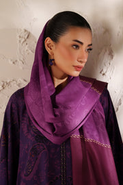 Elegant Silk Ensemble with Printed Shawl