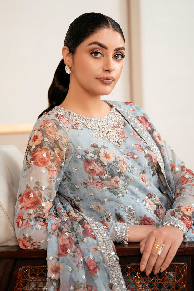 Embroidered Chiffon Dupatta with Borders