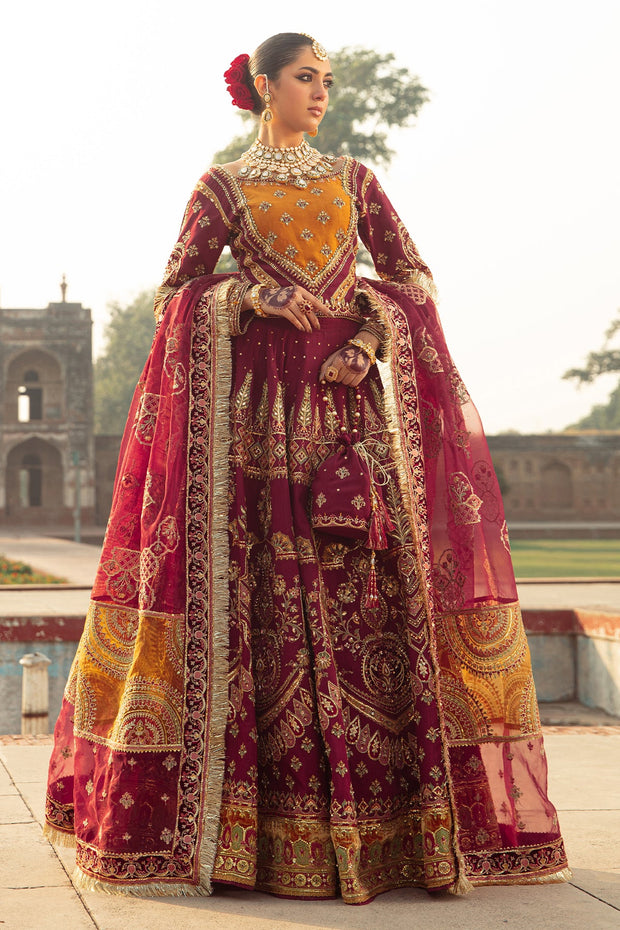 Elegant Maroon Pakistani Bridal Suit with Intricate Embroidery