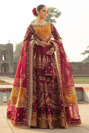 Luxurious Maroon Pakistani Bridal Dress with Intricate Embroidery