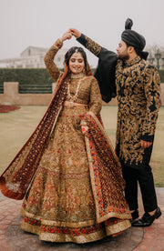 Exquisite Pakistani Bridal Lehenga with Organza Dupatta