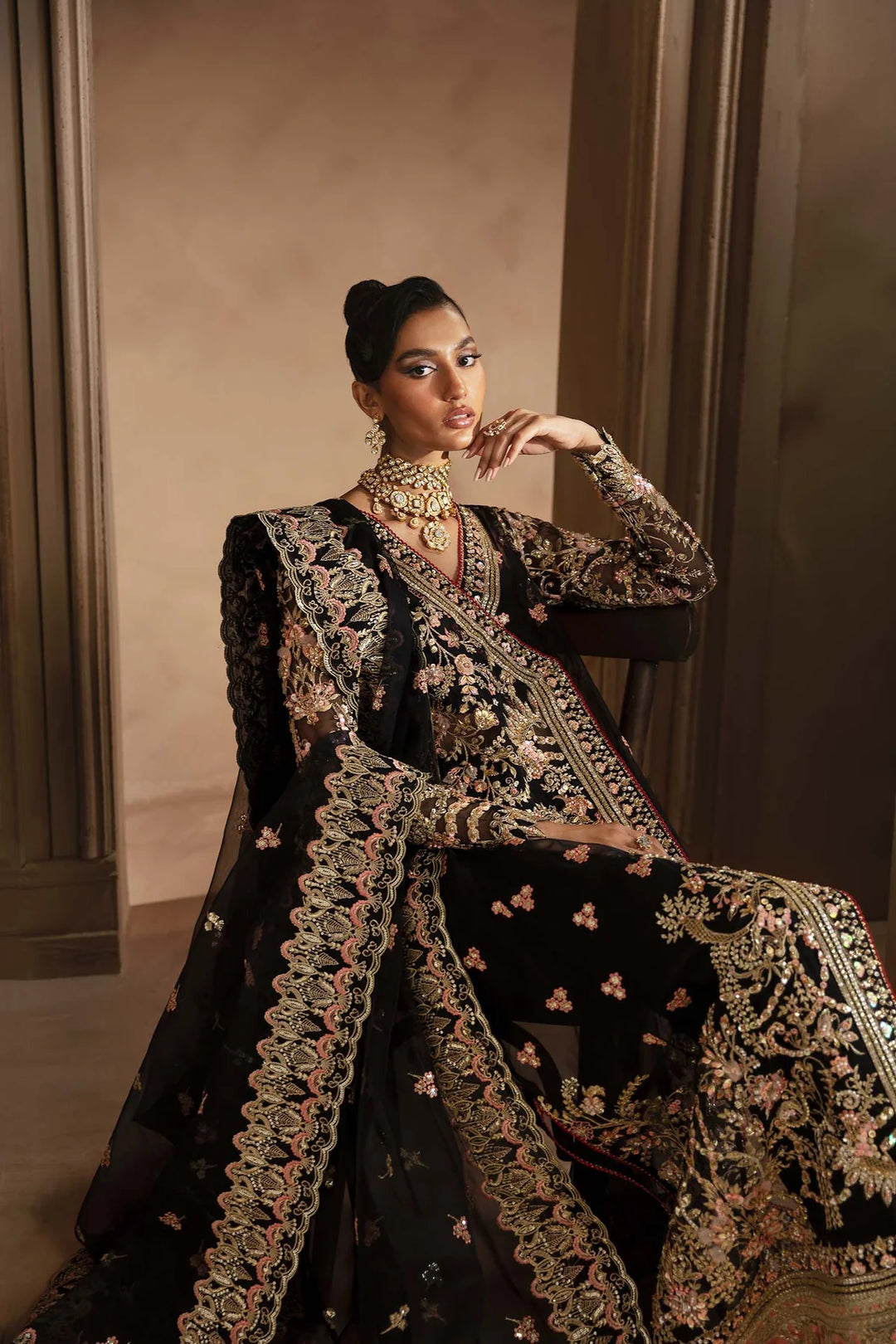 Luxury Embroidered Black Pakistani Wedding Dress