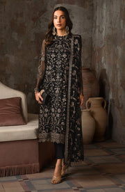 Elegant Sequins Embroidered Chiffon Shirt Set in Gold