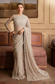 Elegant Sequins Embroidered Net Blouse and Trouser Set