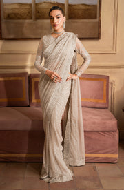 Elegant Sequins Embroidered Net Blouse and Trouser Set