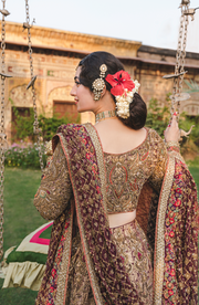Exquisite Pakistani Bridal Lehenga with Organza Dupatta