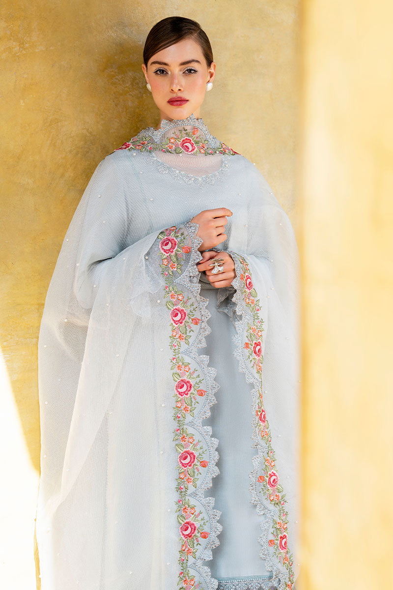 Aesthetic Ligh tBlue Pakistani Salwar Kameez and Dupatta 2023