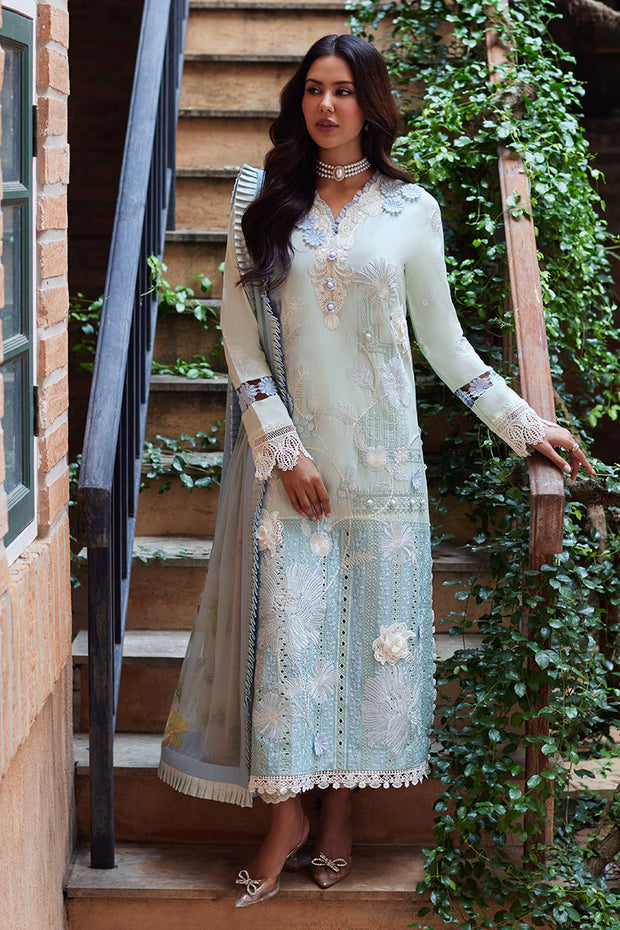 Alluring Aqua Blue Shade Embroidered Pakistani Salwar Kameez Suit