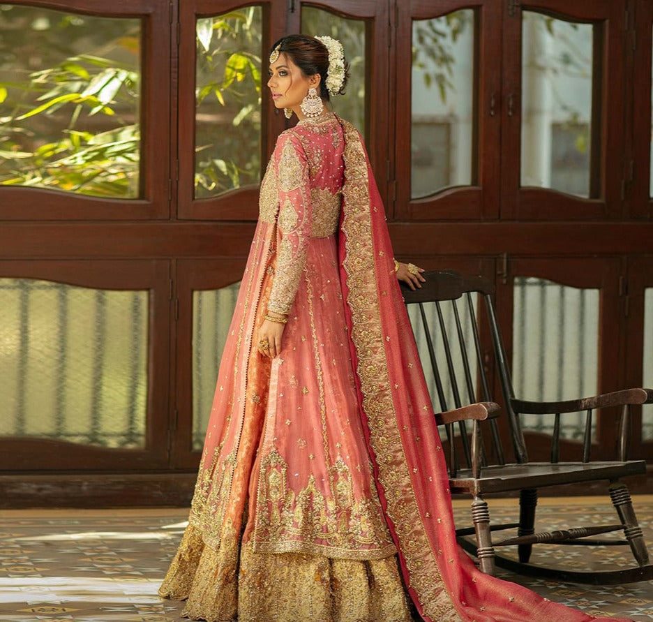Anarkali Pink Pishwas Lehenga Pakistani 