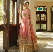 Anarkali Pink Pishwas Lehenga Pakistani Bridal Dress