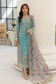 Aqua Blue Elegantly Embellished Pakistani Salwar Kameez Party Dress