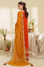 Embroidered Raw Silk Gown With Dupatta B2C7