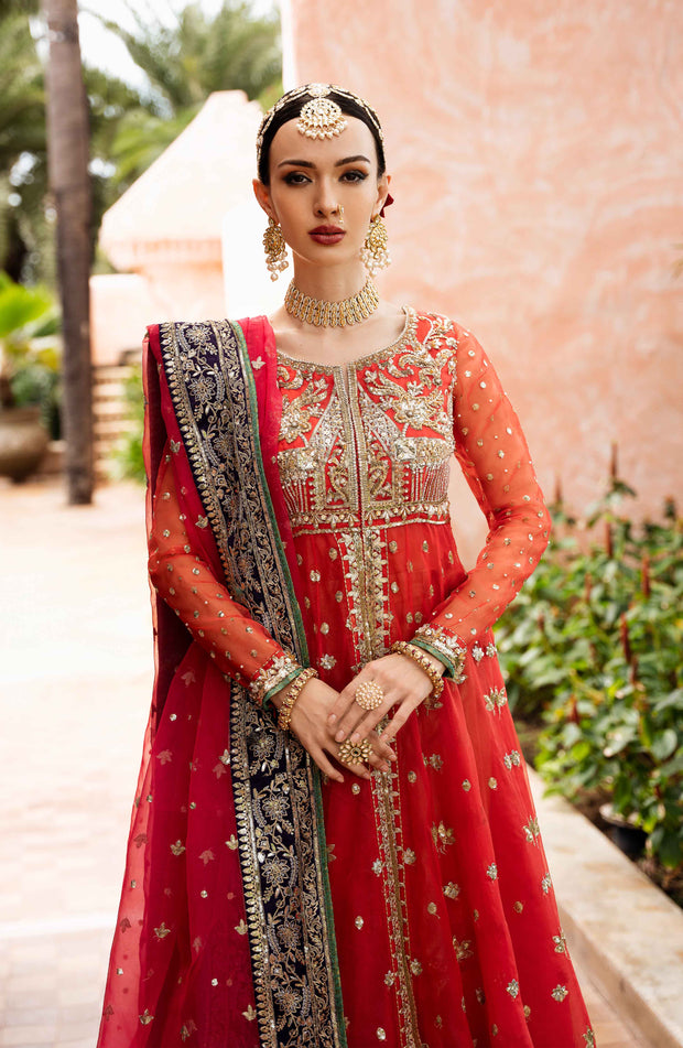 Olive Green Embroidered Organza Ensemble Pakistani Dress