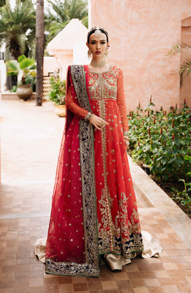 Olive Green Embroidered Organza Ensemble Pakistani Dress