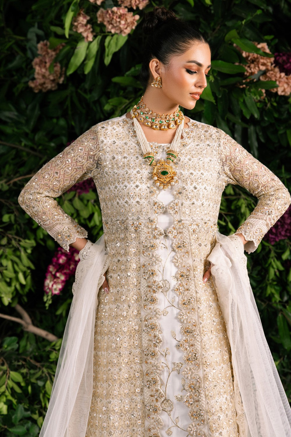 Elegant Embroidered Net Pakistani Party Dress