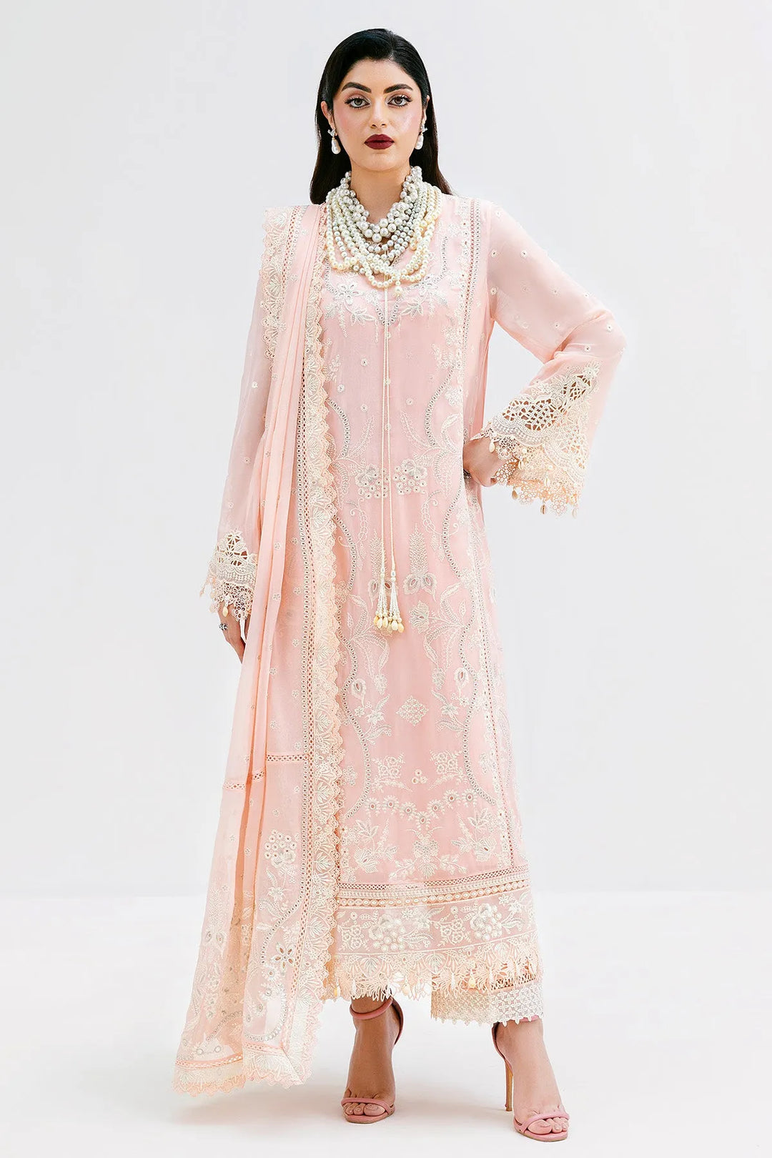 Embroidered Georgette Lehenga With Shawl