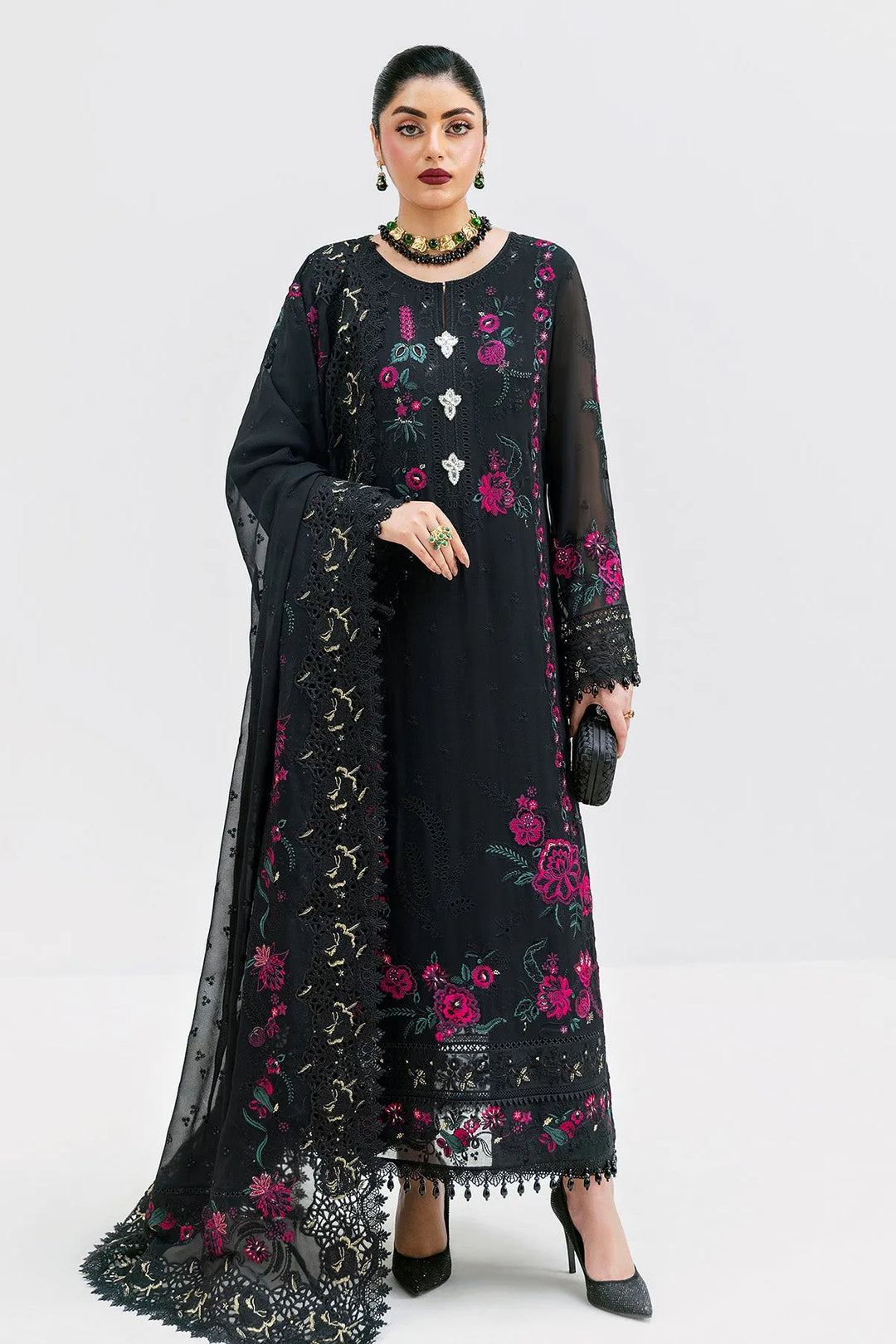 Embroidered Georgette Ensemble With Dupatta