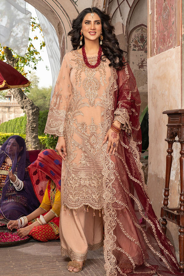 Embroidered Raw Silk Shirt And Trouser Set With Dupatta