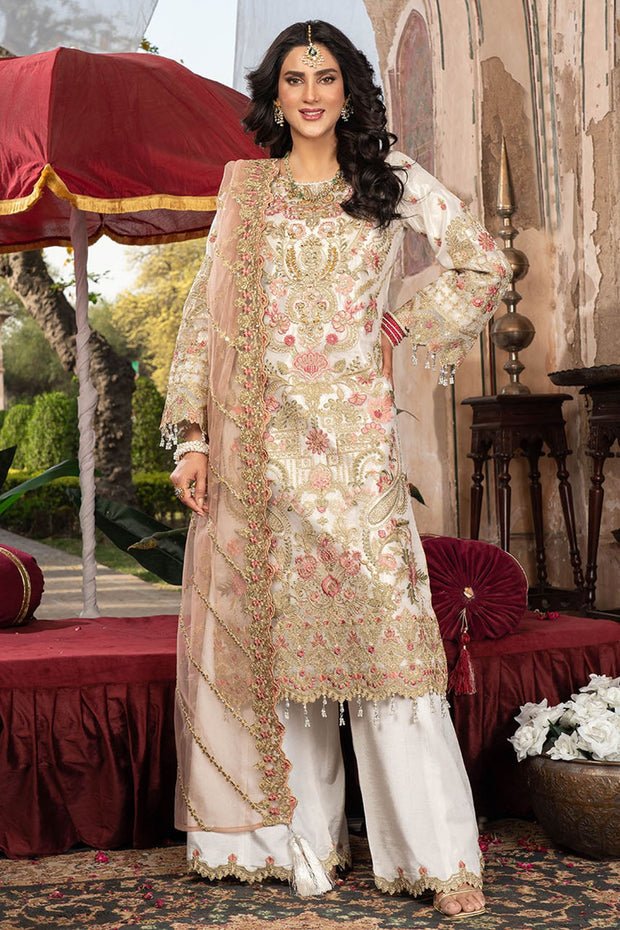 Dusty Pink Embroidered Raw Silk Dress Set