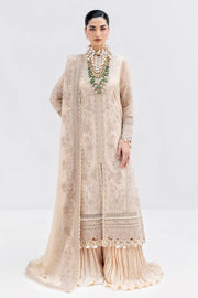 Off White Embroidered Georgette Dress Set