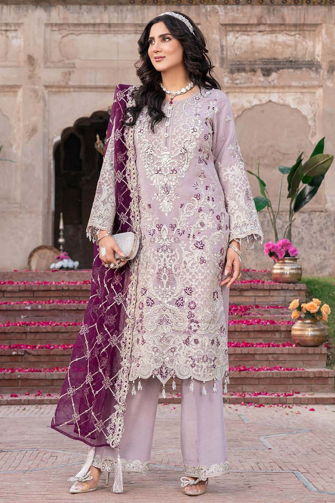 Embellished Embroidered Shirt And Trouser Set