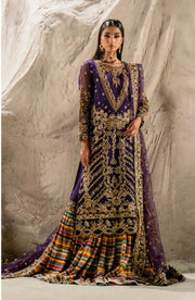 Charcoal Embroidered Organza Ensemble Pakistani Dress