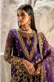 Charcoal Embroidered Organza Ensemble Pakistani Dress