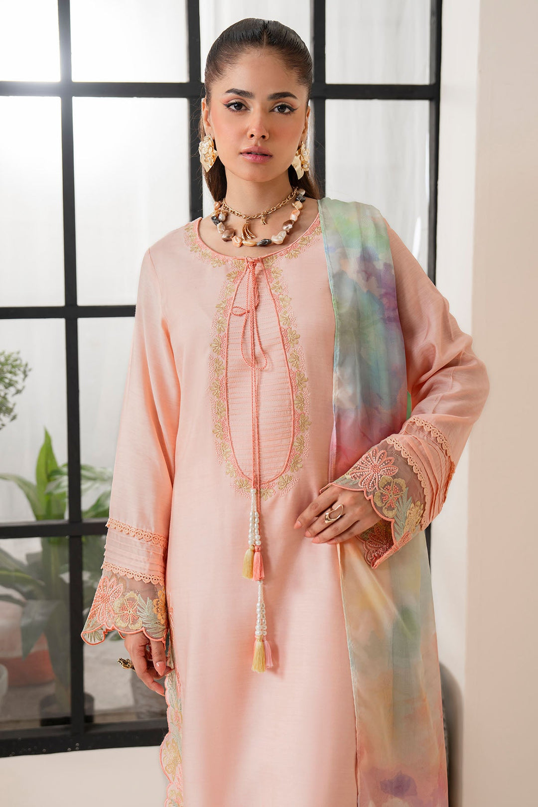 Imrozia Elegant Viscose Pakistani Dresses with Embroidered Shirt