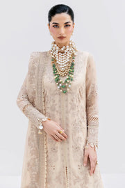 Off White Embroidered Georgette Dress Set