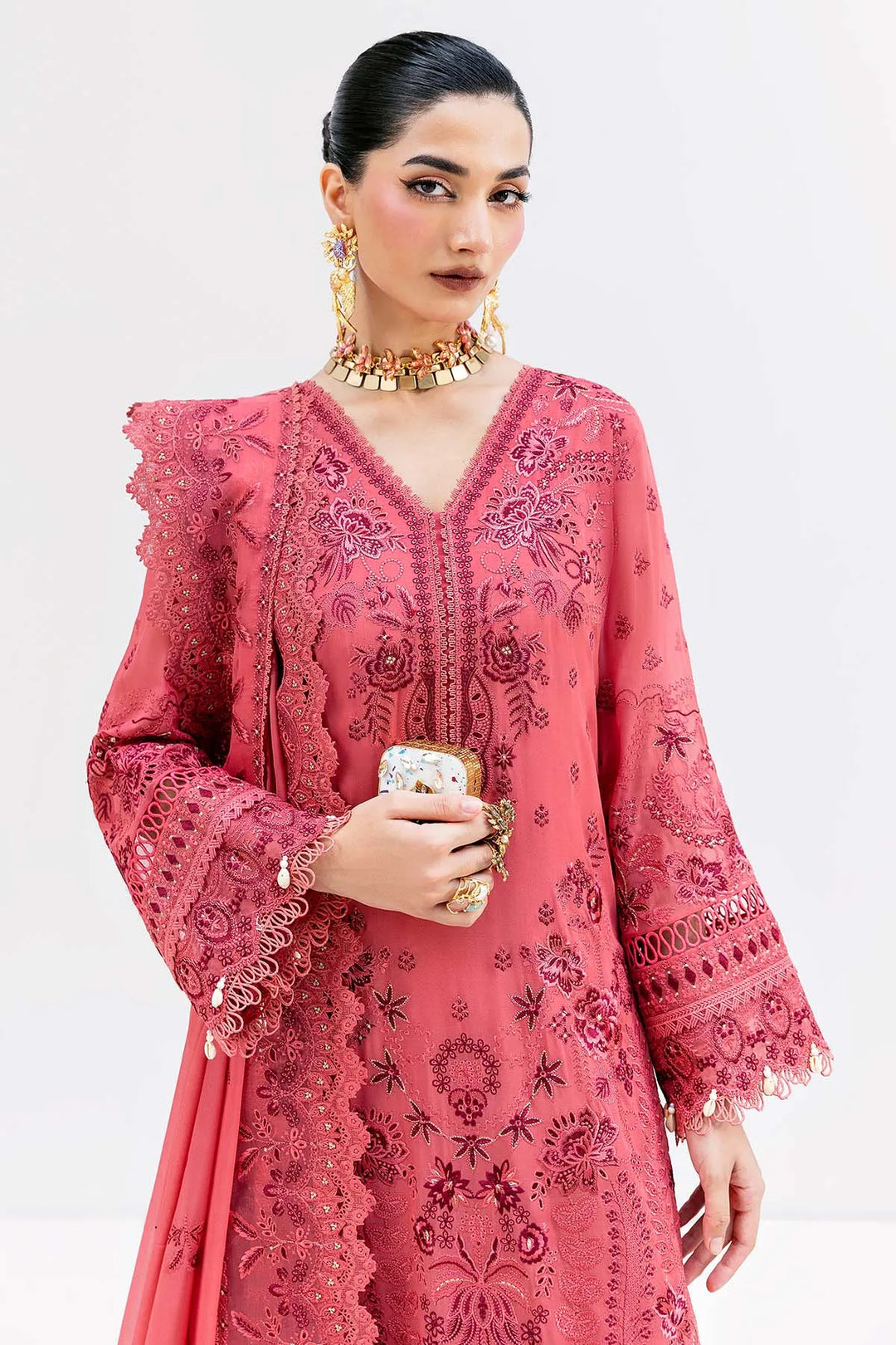 Embroidered Georgette Gown With Dupatta