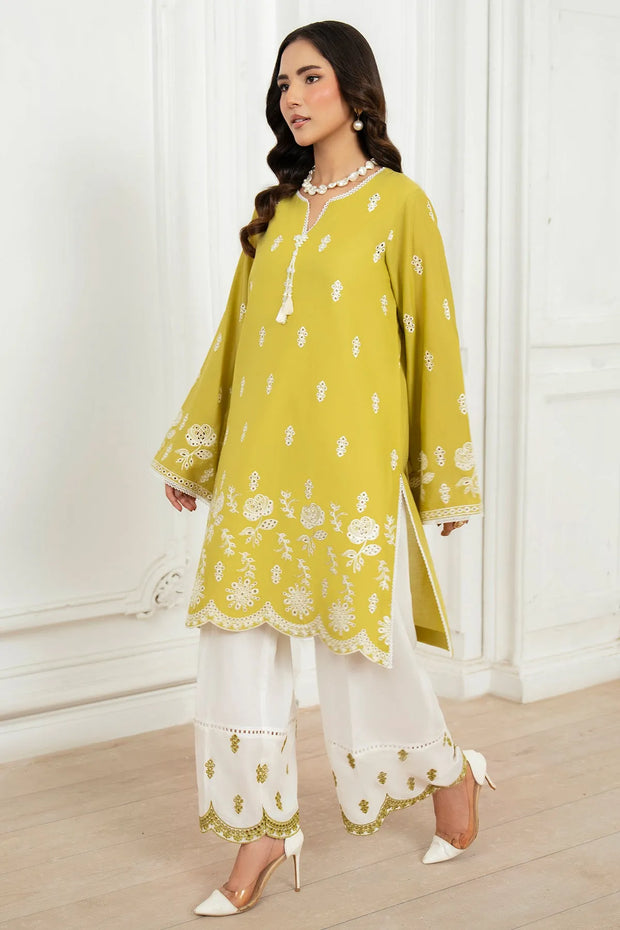 Embroidered Cotton Shirt And Trouser Set 6E61