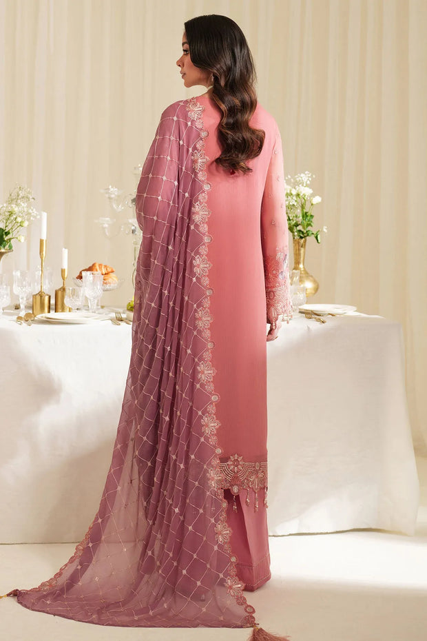 Embroidered Raw Silk Gown With Dupatta B2C7