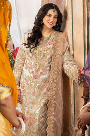 Dusty Pink Embroidered Raw Silk Dress Set