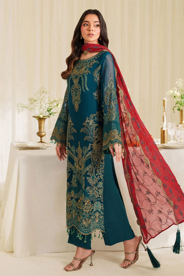 Raw Silk Embroidered Gown