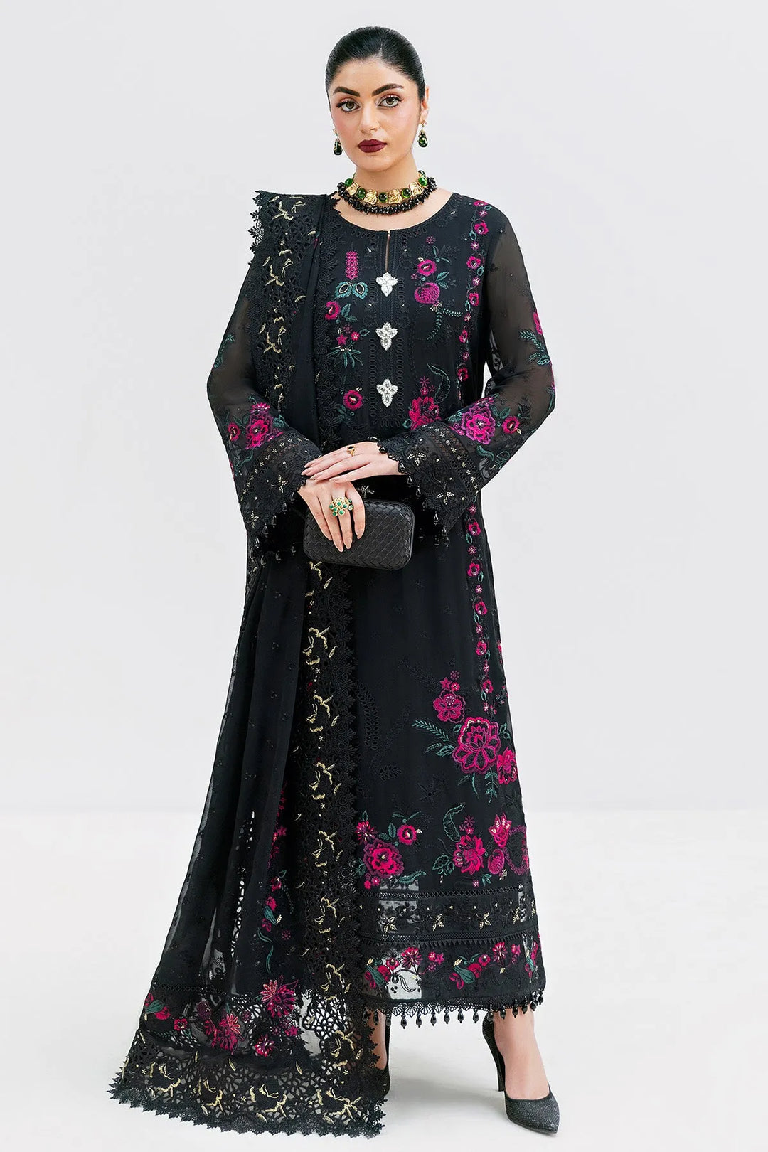 Embroidered Georgette Ensemble With Dupatta