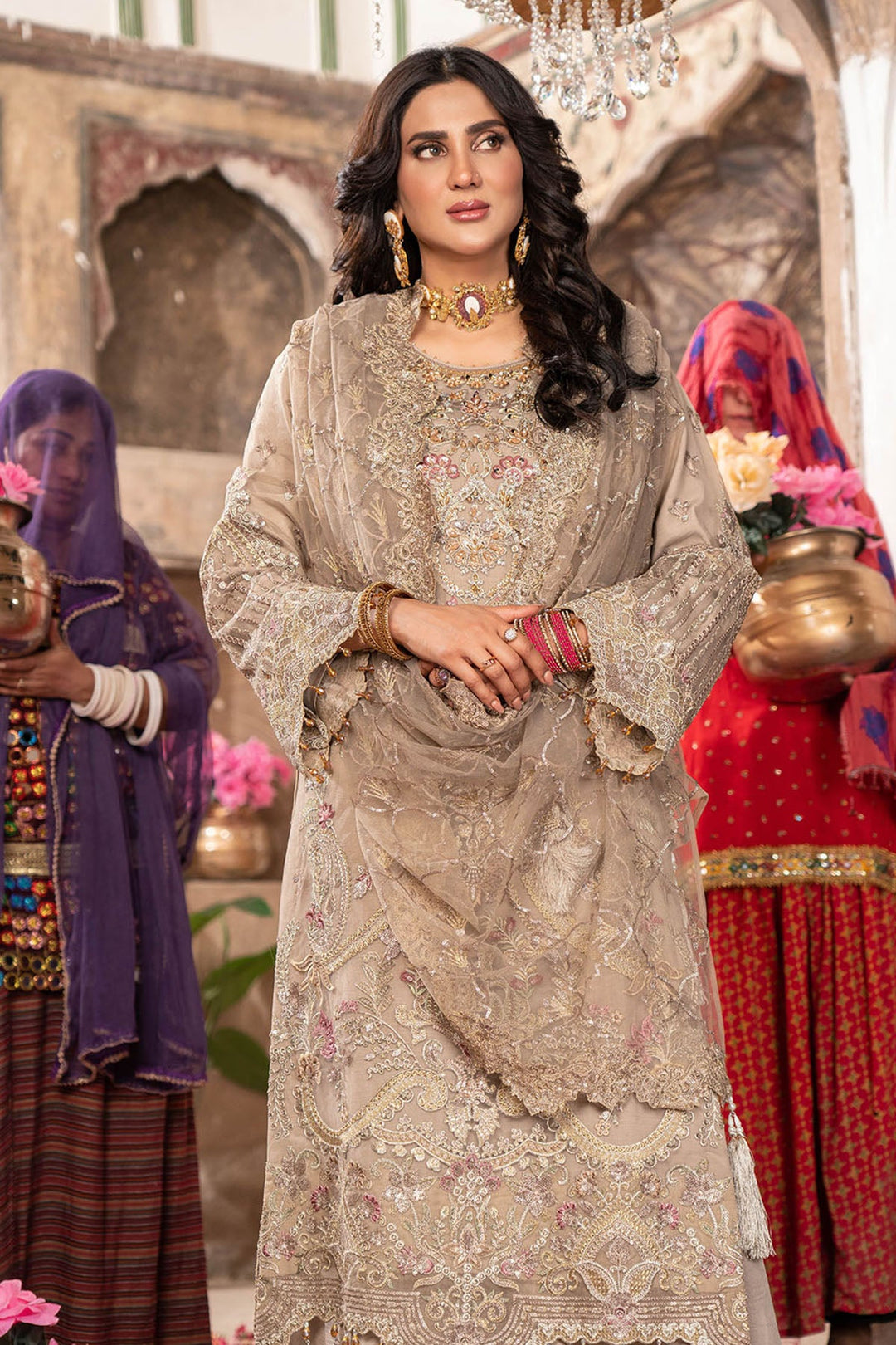 Embellished Embroidered Gown